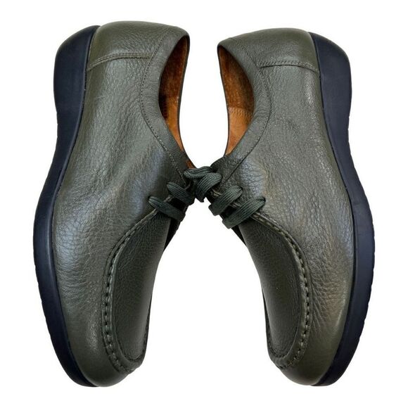 Mileno Womens Leather Lace Up Round Toe Loafer Comfort Shoes Olive Green Size 38 - Picture 5 of 9